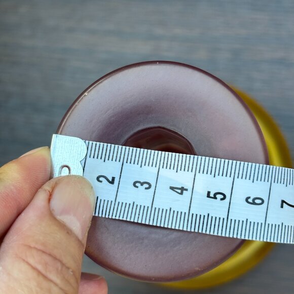 Pair of Vintage Satin Pressed Glass Candle Holders with Amber Purple Gradient - Picture 15 of 15